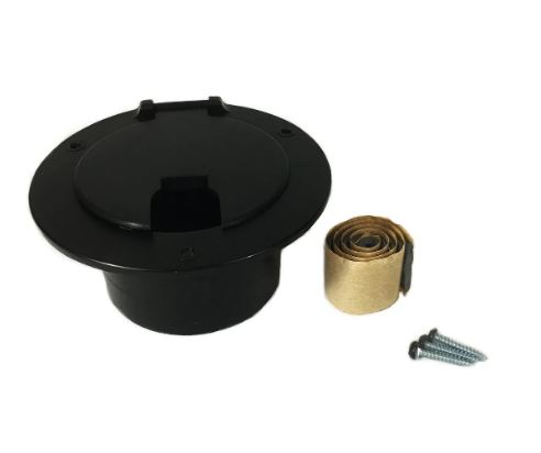 B&B Molders 94330 - Black 3-1/2" Deluxe Round Electrical Cable Hatch with Back