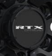 RTX BC035SBOR - Center Cap Satin Black RTX Chrome Offroad Embossed Black Background