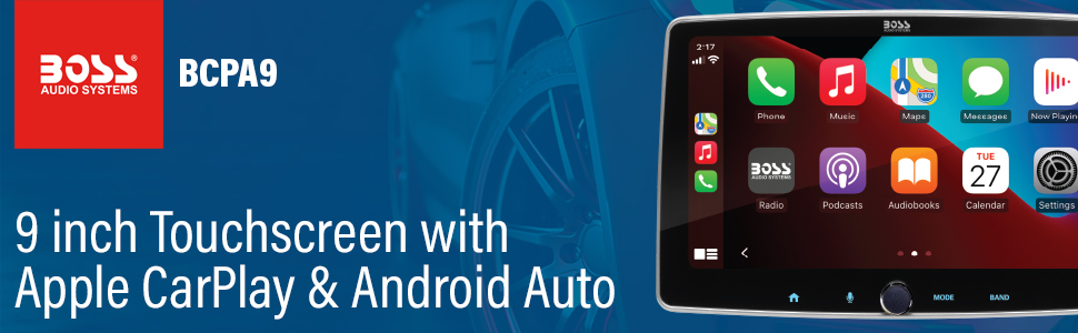 Boss BCPA9 - Single-DIN Apple Carplay & Android Auto 9" Touchscreen BT