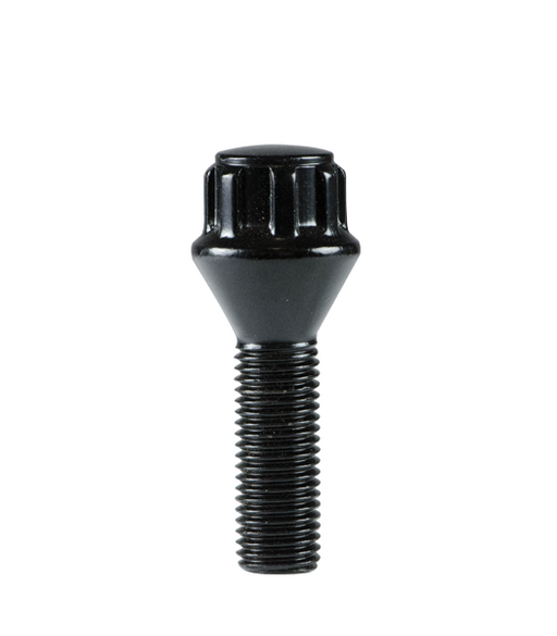 Ceco CDW41820BK - (4) Black Cone Seat Wheel Lock Bolts 14x1.5 55 mm / 26 mm Thread