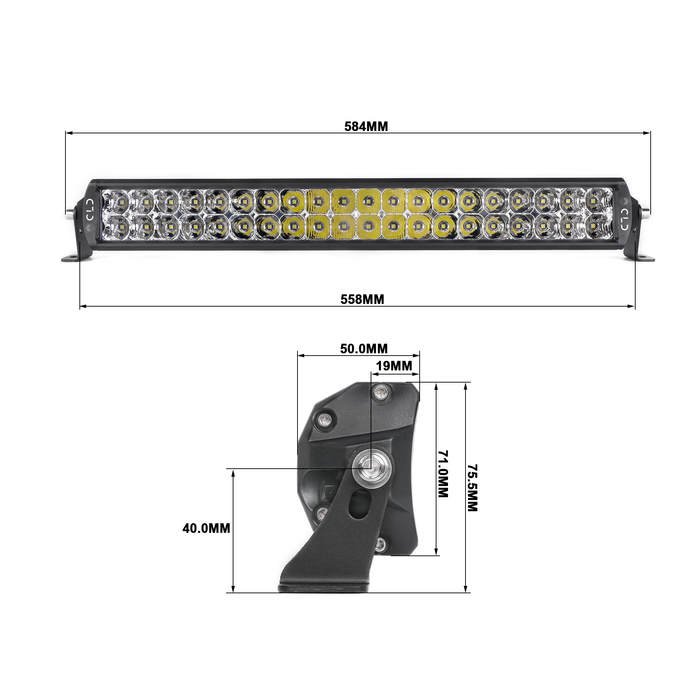 CLD CLDBAR20D - 20" Straight Dual Row Spot/Flood Combo Beam LED Light Bar - 7982 Lumens