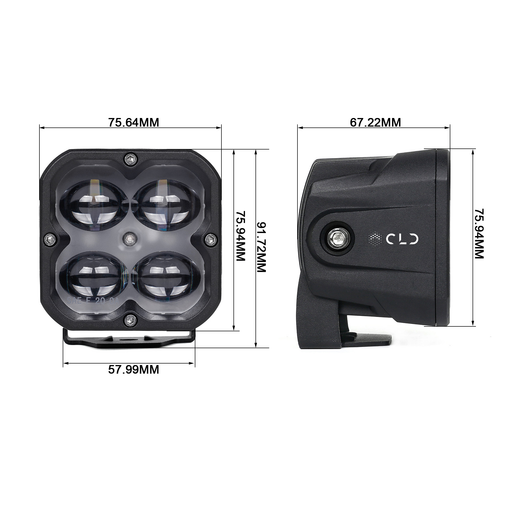 CLD CLDPCFG - 3" Street Legal LED Pod Light - Auxiliary Square Fog Light (620 Lumens)