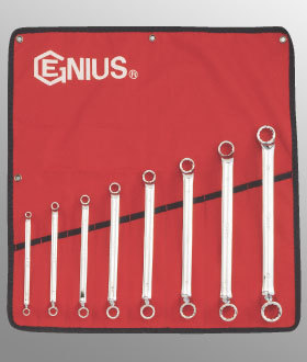Genius DE-708M - 8 Piece Metric Double Ended Offset Ring Wrench Set