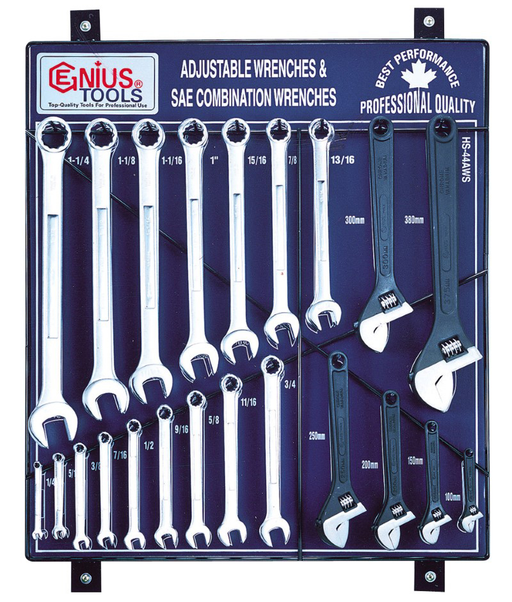Genius HS-44AWS - 44 Piece SAE Adjustable & Combination Wrench Display Board