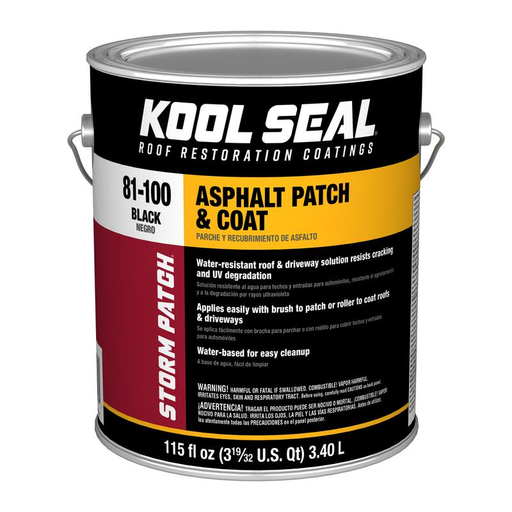 Kool Seal KS0081100-16 - UV & Weather Resistant Black Patch & Coat, 1-Gallon