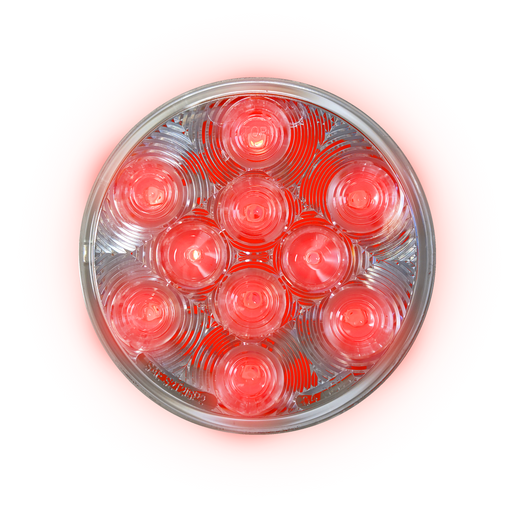 Uni-Bond LED4000CS-10R - LED 4" Round S/T/T Lamp Clear Lens Red - 10 Diode