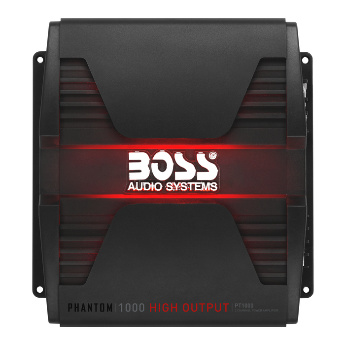 Boss PT1000 - Phantom MODEL 1000W High Output 2 Channel Full Range, Class A/B Amplifier Dim:9.5"L 10.31"W 2.25"H