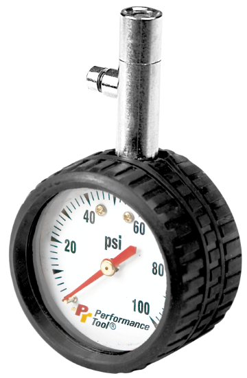 Performance Tools W9106 - 2" Round Dial Tire Press Gauge 100PSI