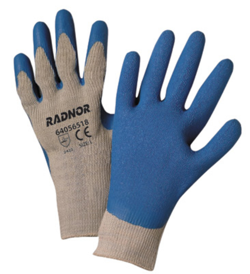 Ceco RB2101B-L - (2) Work Gloves Polyester/Cotton 10 Gauge Blue Latex Palm Coated L