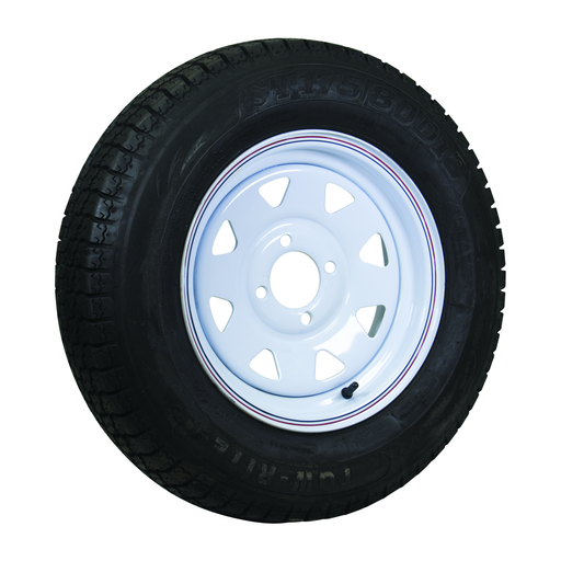 Tow-Rite RDG3732-WS4 - Tire & Rim ST175/80D13 LRC White Spoke 3.19