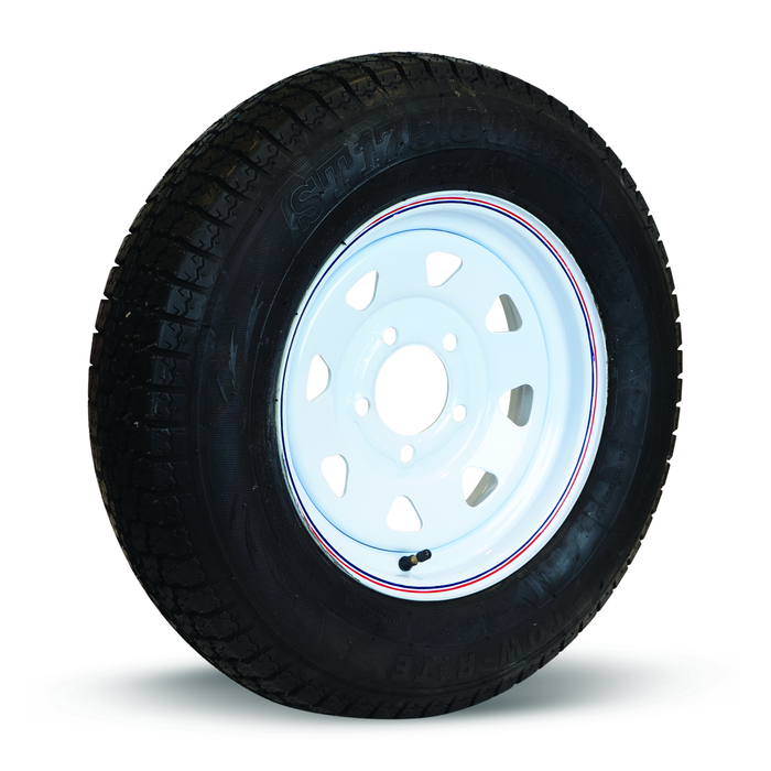 Tow-Rite RDG3732-WS5 - Tire & Rim ST175/80D13 LRC White Spoke (RT3722) 3.19