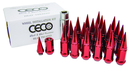 Ceco SPIKE4806-6R - (24) RED SPIKE NUT 2PC W/LOCK 12X1.25 82mm Lenght 19mm Hex
