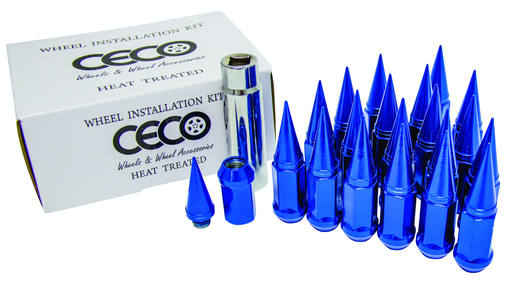 Ceco SPIKE4806-6BL - (24) BLUE SPIKE NUT 2PC W/LOCK 12X1.25 82mm Lenght 19mm Hex
