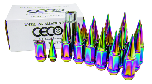 Ceco SPIKE4806-6NC - (24) NEO CHROME SPIKE NUT 2PC W/LOCK 12X1.25 82mm Lenght 19mm Hex