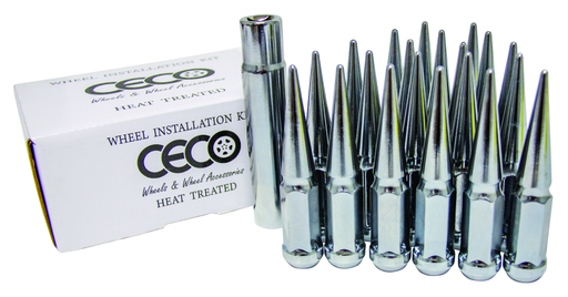 Ceco SPIKE5810-6 - (24) CHROME SPIKE NUT 1PC W/LOCK 9/16" 112mm Lenght 19mm Hex