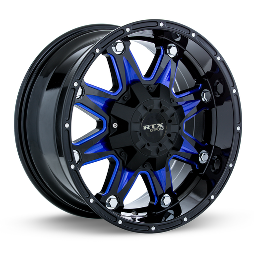 RTX® (Offroad) • 081869 • Spine • Black with Milled Blue Spokes • 20x9 6x135/139.7 ET10 CB87.1