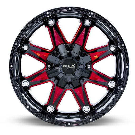 RTX® (Offroad) • 081996 • Spine • Black with Milled Red Spokes • 18x9 6x135/139.7 ET10 CB87.1