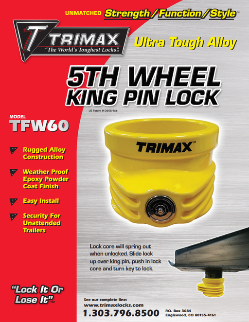 Trimax TFW60 - 5th Wheel King Pin Lock