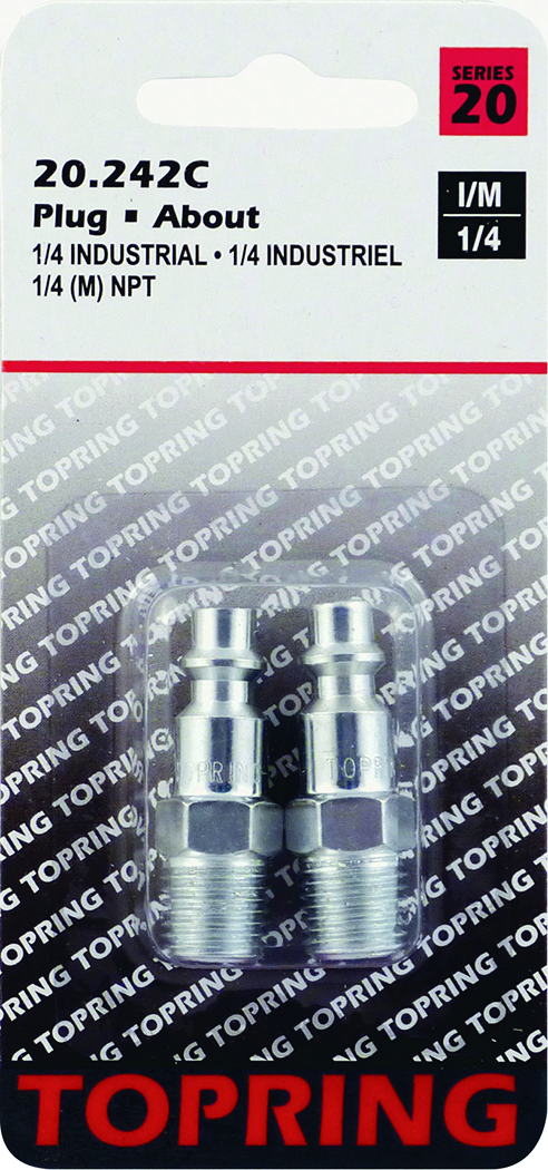 Topring 20-242C - 1/4 M NPT Industrial Plug Zinc Plated Steel (Pack of 2)