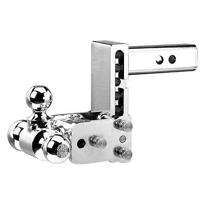 BW TS20048C - Class 4, "Tow & Stow" Adjustable 5" Drop Chrome Tri-Ball Mount for 2-1/2" Receivers