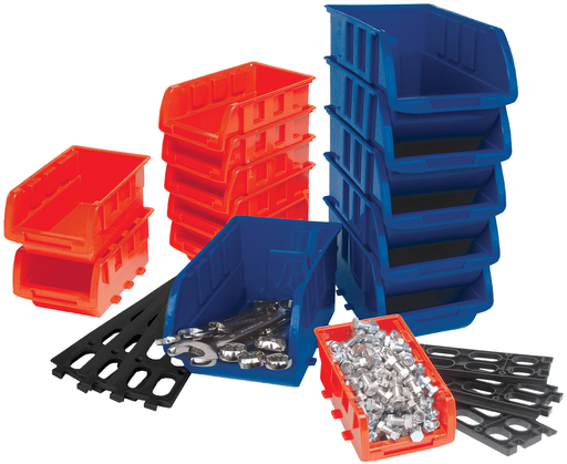 PTW5195 - (15) Set of 6 large Blue plastic bins & 9 small Red plastic bins