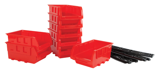 PTW5197 - Set of 8 Small Red plastic bins
