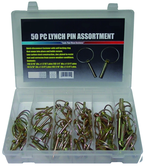 Rodac RDXL16244 - Lynch Pin Assortment - 50 Pieces