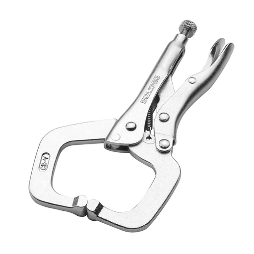 Eclipse E11R Locking C-Clamp Pliers with Regular Pads, 11" Size, 3-1/8" Jaw Capacity
