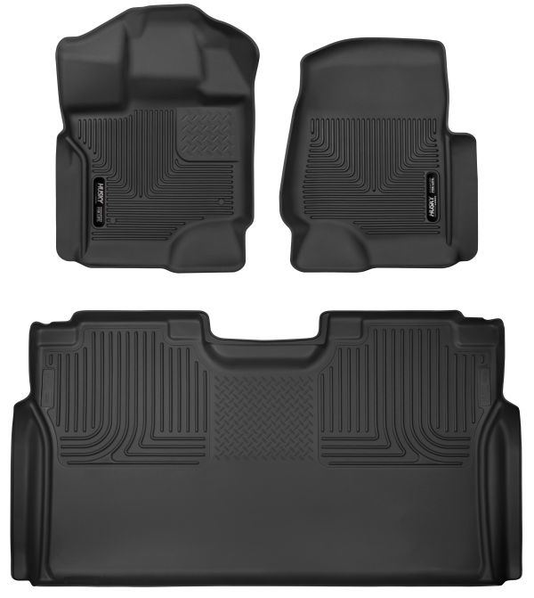 Husky Liners® • 53498 • X-Act Contour • Floor Liners • Black • Front & 2nd row • Ford F-150 15-22